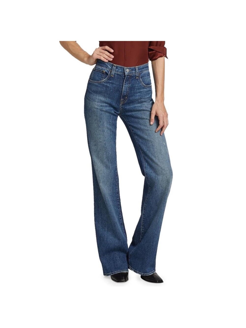 Nili Lotan Women's Boot Cut Jeans in Medium Blue Wash
